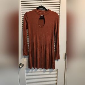 Forever21 Burnt orange fit & flare keyhole dress